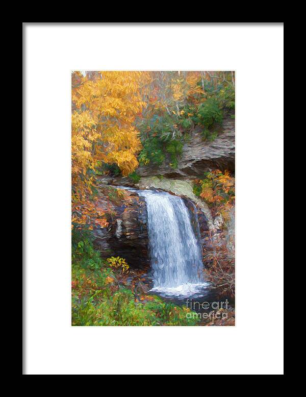 Looking Glass Falls Framed Print featuring the digital art Looking Glass Falls Impression by Jayne Carney
