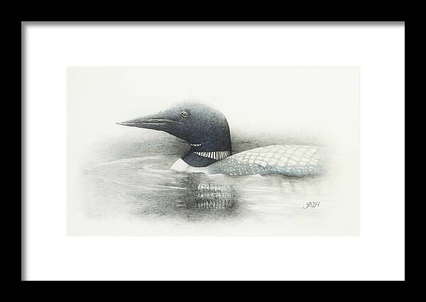 Loon Framed Print featuring the painting Loon by Judy Horan