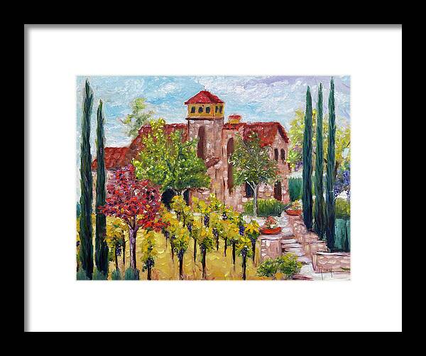 Lorimar Vineyard And Winery Framed Print featuring the painting Lorimar in Autumn by Roxy Rich
