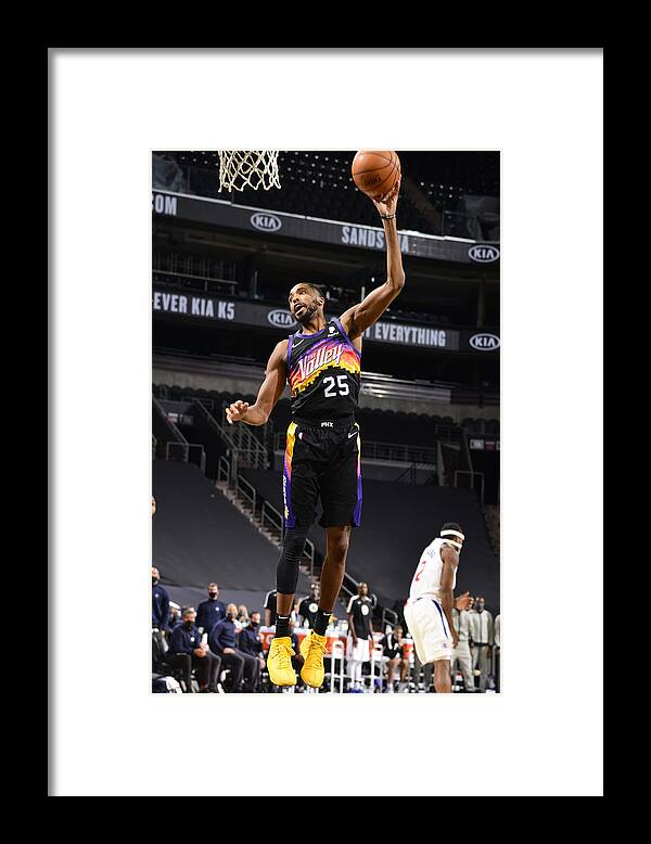 Mikal Bridges Framed Print featuring the photograph Los Angeles Clippers v Phoenix Suns by Barry Gossage