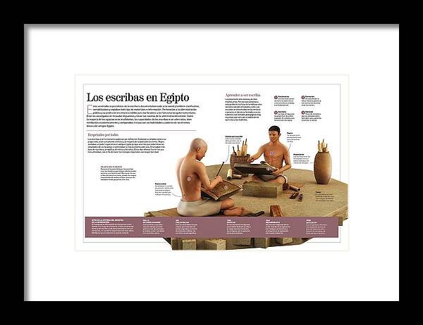Oriente Medio Framed Print featuring the digital art Los escribas en Egipto by Album