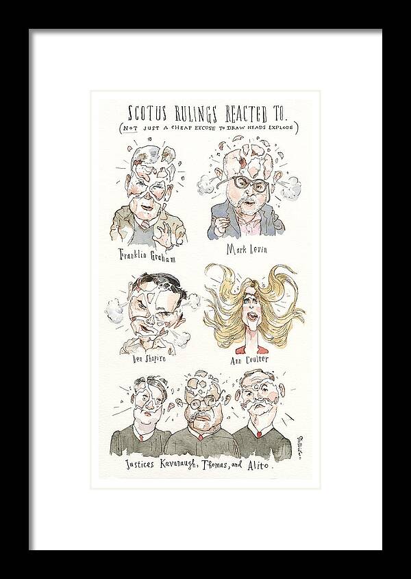 Captionless Framed Print featuring the painting Losing Their Heads by Barry Blitt