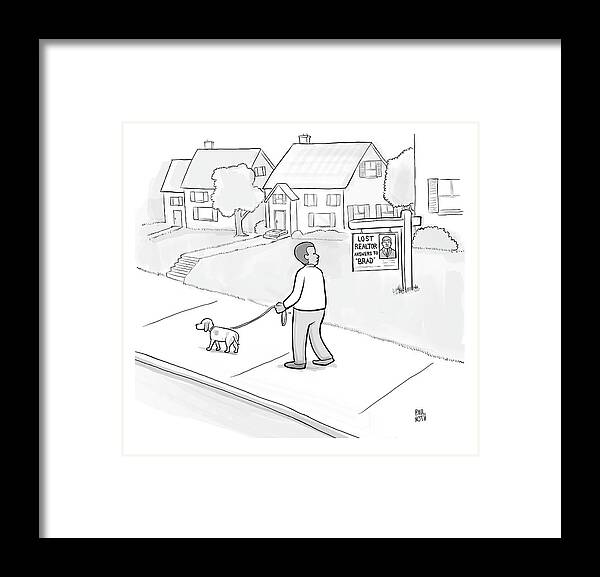 Captionless Framed Print featuring the drawing Lost Realtor by Paul Noth