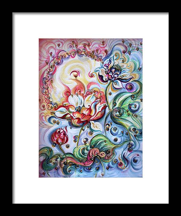 Lotus Framed Print featuring the mixed media Lotus - healing by Harsh Malik