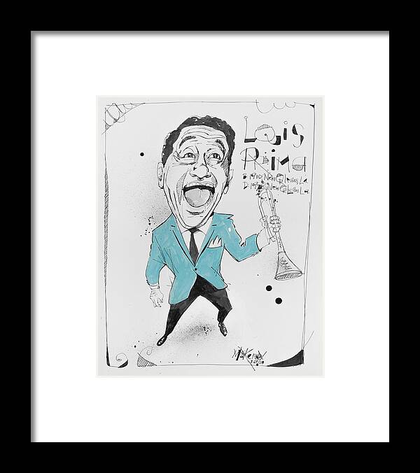  Framed Print featuring the drawing Louis Prima by Phil Mckenney