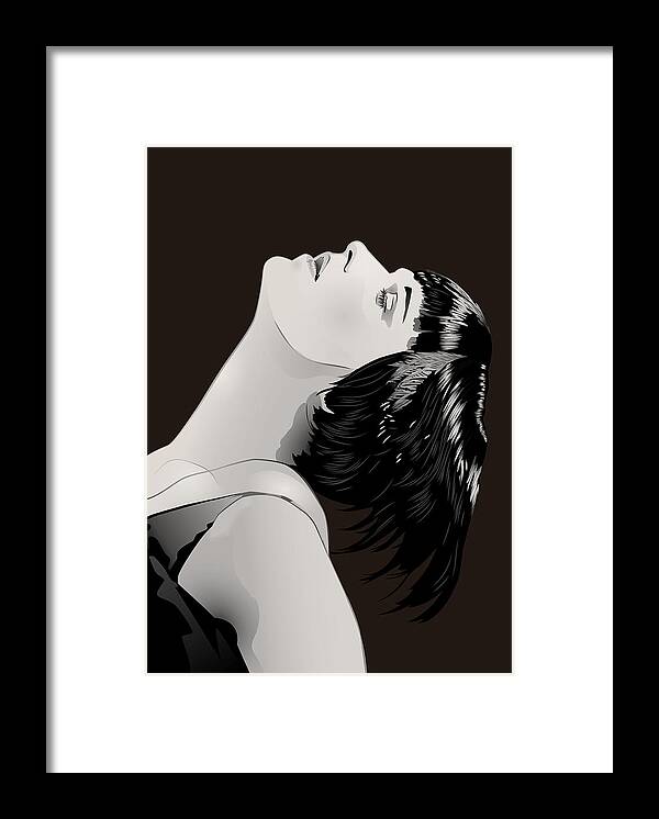 Louise Brooks Official Framed Print featuring the digital art Louise Brooks in Berlin - Ebony Tenebrous by Louise Brooks