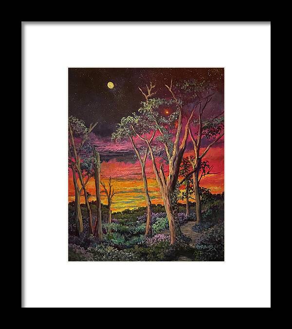 Love Framed Print featuring the painting Love and the Evening Star by Rand Burns