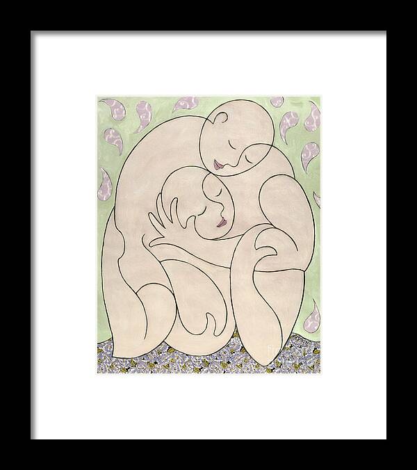 Love Framed Print featuring the painting love paintings - Cuddling Couple by Sharon Hudson