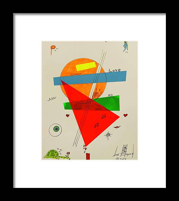  Framed Print featuring the mixed media Love xo Green Under Red 111414 by Lew Hagood