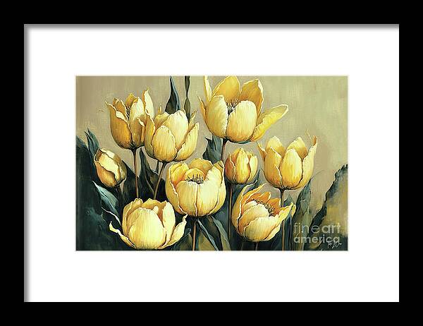 Tulips Framed Print featuring the painting Lovely Yellow Tulips by Tina LeCour