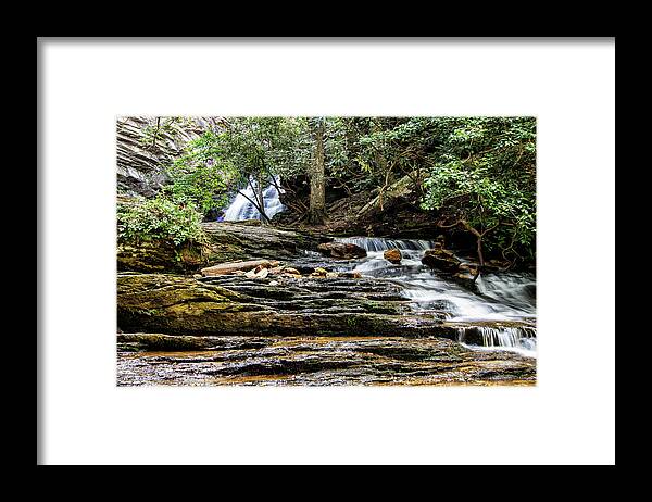 Waterfall Framed Print featuring the photograph Lower Cascades Waterfall in Hanging Rock North Carolina State Park by Bob Decker