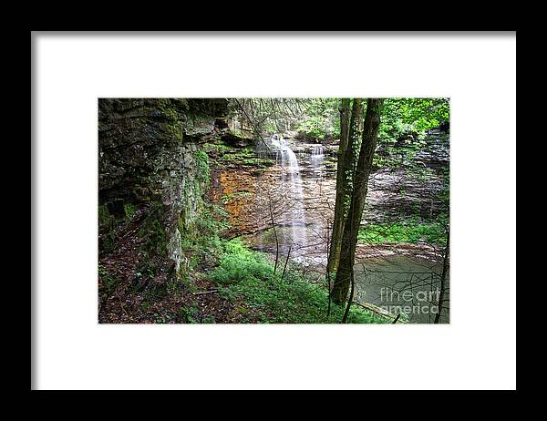 Lower Piney Falls Framed Print featuring the digital art Lower Piney Falls 11 by Phil Perkins