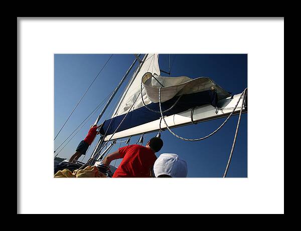 Adriatic Sea Framed Print featuring the photograph Lowering the sail by BremecR