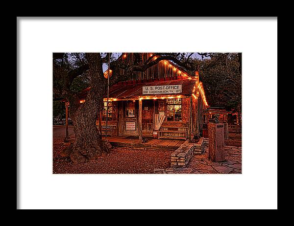 Luckenbach Framed Print featuring the photograph Luckenbach at Night Horizontal by Judy Vincent