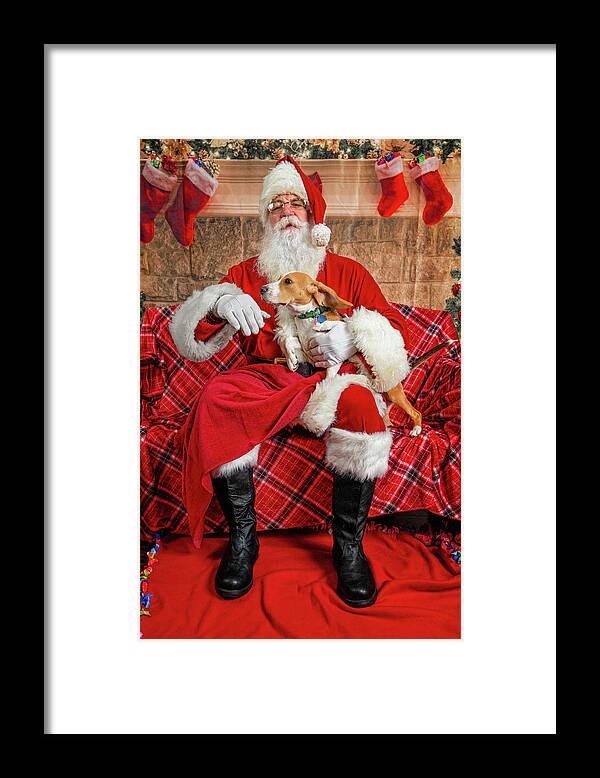 Lucy Framed Print featuring the photograph Lucy with Santa 1 by Christopher Holmes