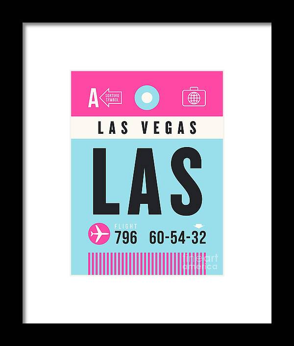 Airline Framed Print featuring the digital art Luggage Tag A - LAS Las Vegas USA by Organic Synthesis