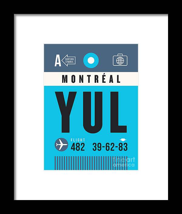 Airline Framed Print featuring the photograph Luggage Tag A - YUL Montreal Canada by Organic Synthesis