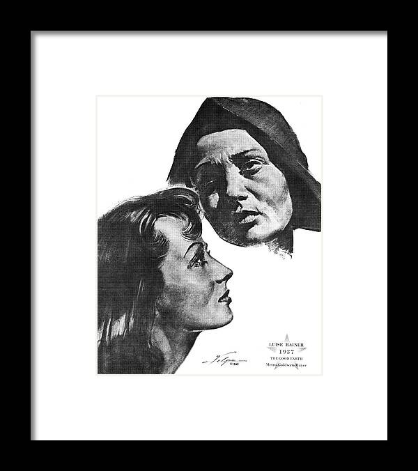Luise Framed Print featuring the drawing Luise Rainer by Volpe - two by Movie World Posters