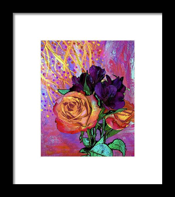 Flowers Framed Print featuring the mixed media Luminous Floral by Corinne Carroll