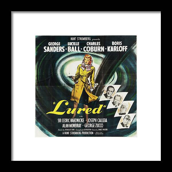 Synopsis Framed Print featuring the mixed media ''Lured'', 1947 by Movie World Posters