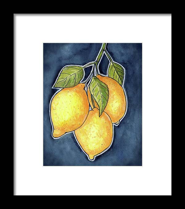 Lemons Framed Print featuring the painting Luscious Lemons by Shana Rowe Jackson