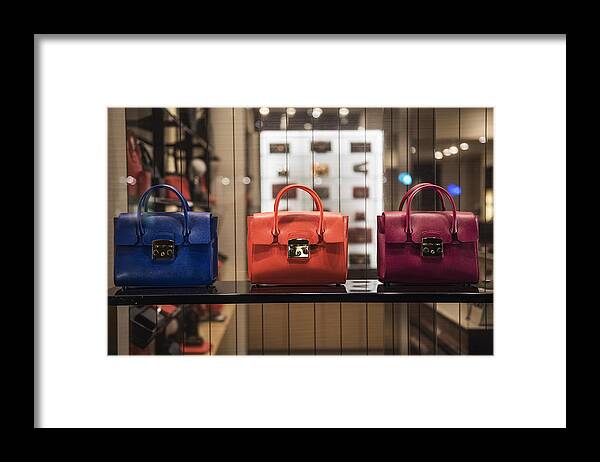 Plan Framed Print featuring the photograph Luxury handbags by Grosescu Alberto Mihai