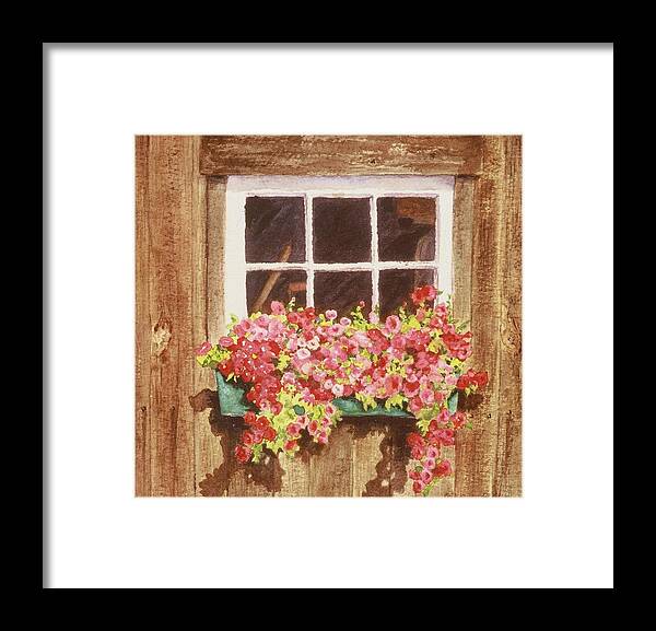 Old Barn Framed Print featuring the painting Lynn's Window by Mary Ellen Mueller Legault