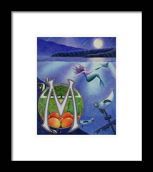 Kim Mcclinton Framed Print featuring the drawing M is for Monk Seal by Kim McClinton