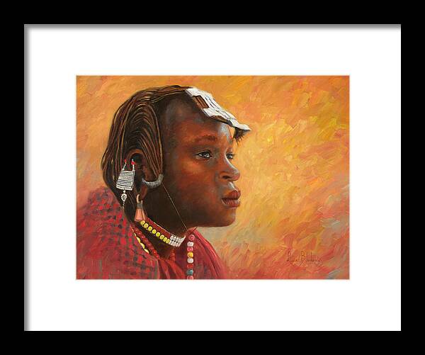 Maasai Framed Print featuring the painting Maasai by Lucie Bilodeau