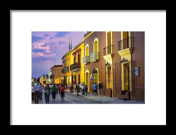 People Framed Print featuring the photograph Macedonio Alcala Street in Oaxaca by Gonzalo Azumendi