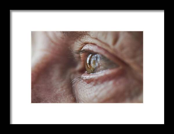 Eyelash Framed Print featuring the photograph Macro Eye of Female Senior by Rhys Hayward