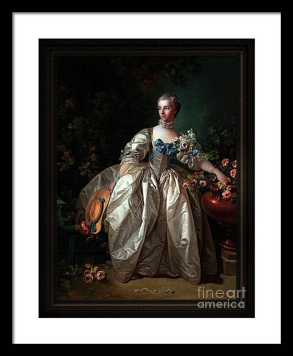 Madame Bergeret Framed Print featuring the painting Madame Bergeret by Francois Boucher Classical Fine Art Reproduction by Rolando Burbon