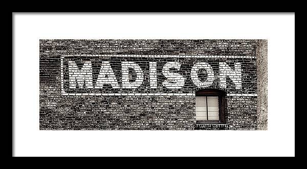 Madison Framed Print featuring the photograph Madison sign by Steven Ralser