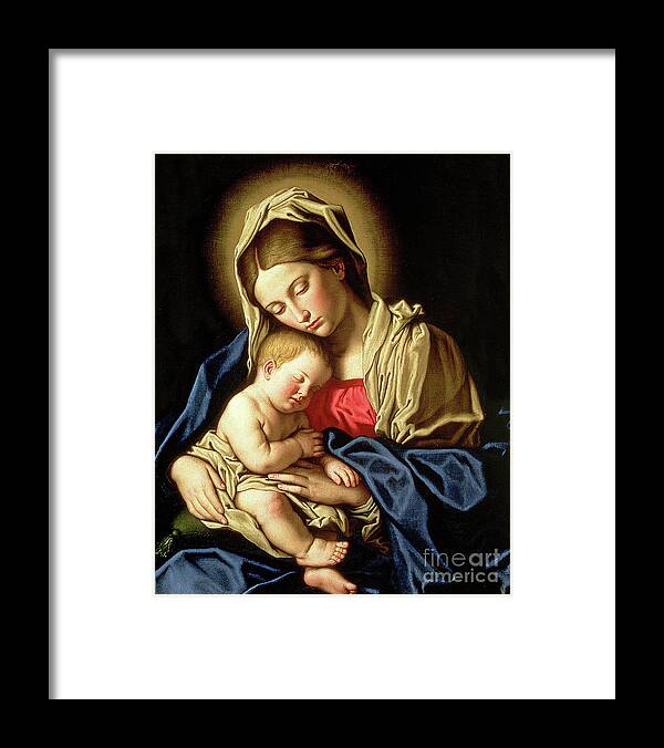 #faatoppicks Framed Print featuring the painting Madonna and Child by Il Sassoferrato by Il Sassoferrato