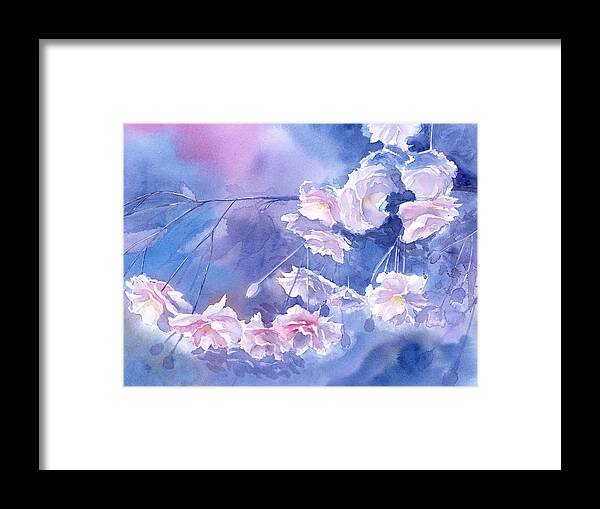 Abstract Flowers Framed Print featuring the painting Magic Glow by Espero Art