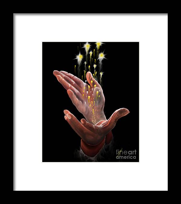 Hand Framed Print featuring the digital art Magic Hands by Darren Cannell