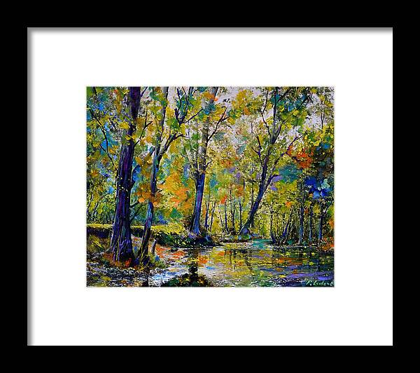 Landscape Framed Print featuring the painting Magic river by Pol Ledent