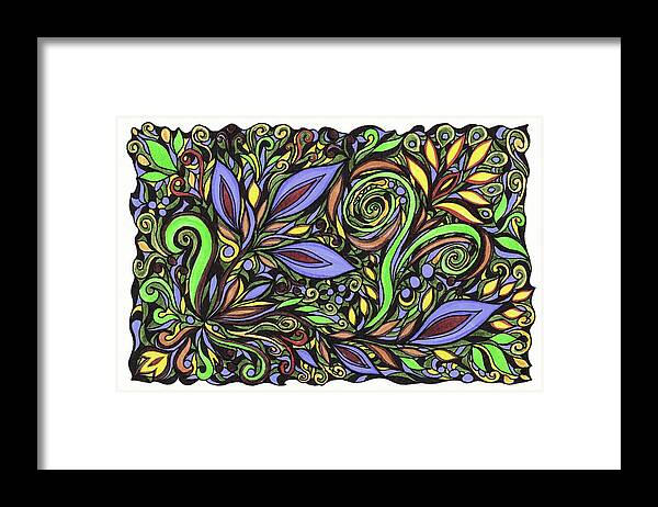 Floral Pattern Framed Print featuring the painting Magical Floral Pattern Tiffany Stained Glass Mosaic Decor VII by Irina Sztukowski