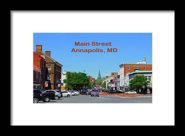 Landscape Framed Print featuring the photograph Main Street Annapolis MD by Emmy Marie Vickers