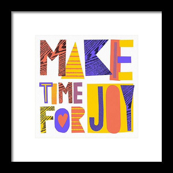 Halftone Framed Print featuring the painting Make Time for Joy - Art by Jen Montgomery by Jen Montgomery