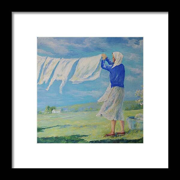 March Framed Print featuring the painting Mama, a Strong Sand Mountain Woman by ML McCormick