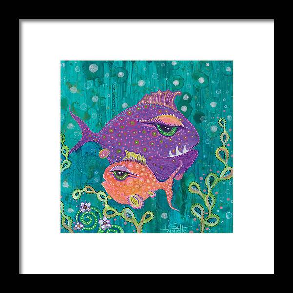 Fish School Framed Print featuring the painting Fish School by Tanielle Childers