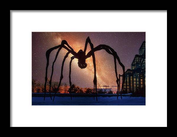 Maman Framed Print featuring the photograph Maman Spider on Starry Sky by Tatiana Travelways