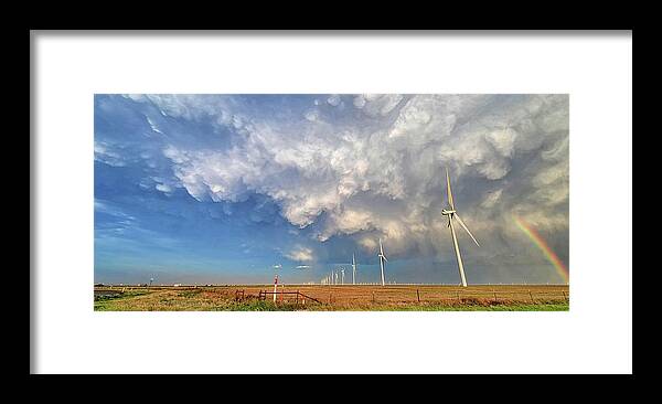 Weather Framed Print featuring the photograph Mammatus Clouds and Rainbow in Texas by Ally White