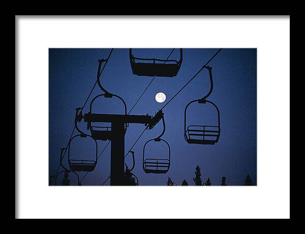 Moonlift Framed Print featuring the photograph Moonlift - Old Chairlift #15 - Mammoth Lakes by Bonnie Colgan