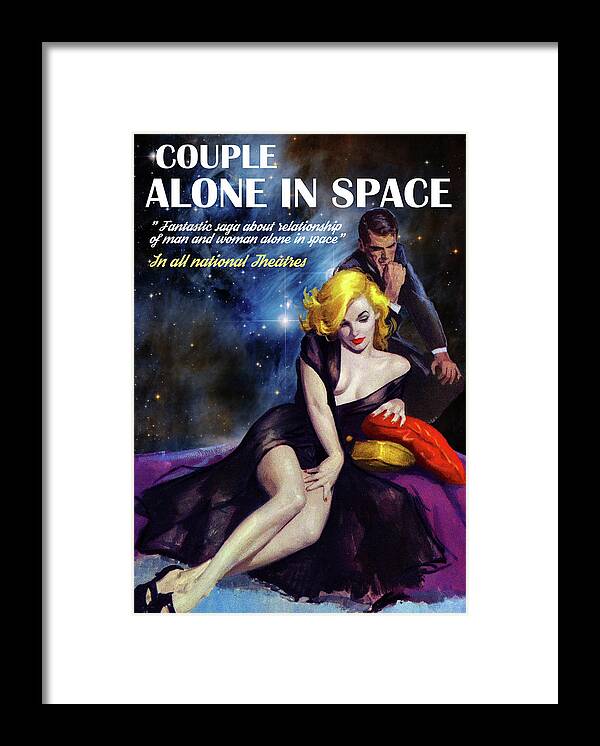 Man Framed Print featuring the digital art Man and Woman Alone in Space by Long Shot