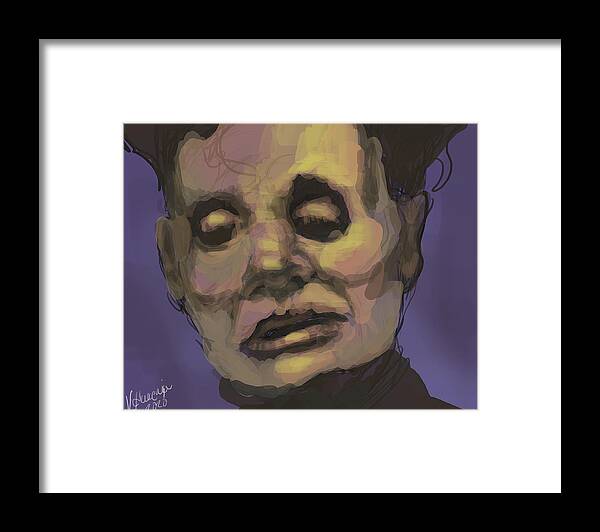 #portrait Framed Print featuring the digital art Man in Violet by Veronica Huacuja