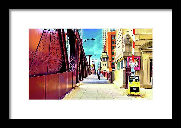 Lasalle Street Framed Print featuring the photograph Man Walking On LaSalle Street Bridge At Wacker Drive by Patrick Malon