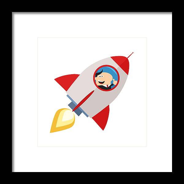New Business Framed Print featuring the drawing Manager Launching A Rocket And Giving Thumb Up by Chud