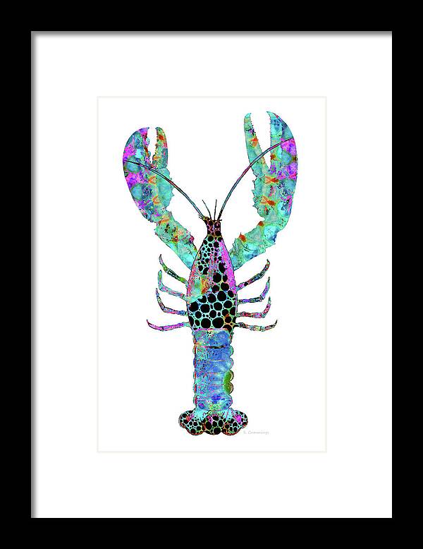 Lobster Framed Print featuring the painting Mandala Lobster Art - Colorful Beach Seafood - Sharon Cummings by Sharon Cummings
